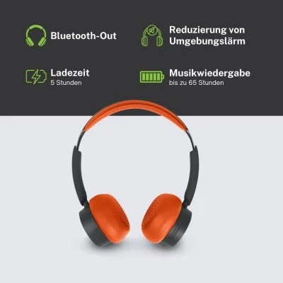 Moss Bluetooth Over-Ear Headphones with up to 65 Hour Battery Life and USB-C Charging - Orange